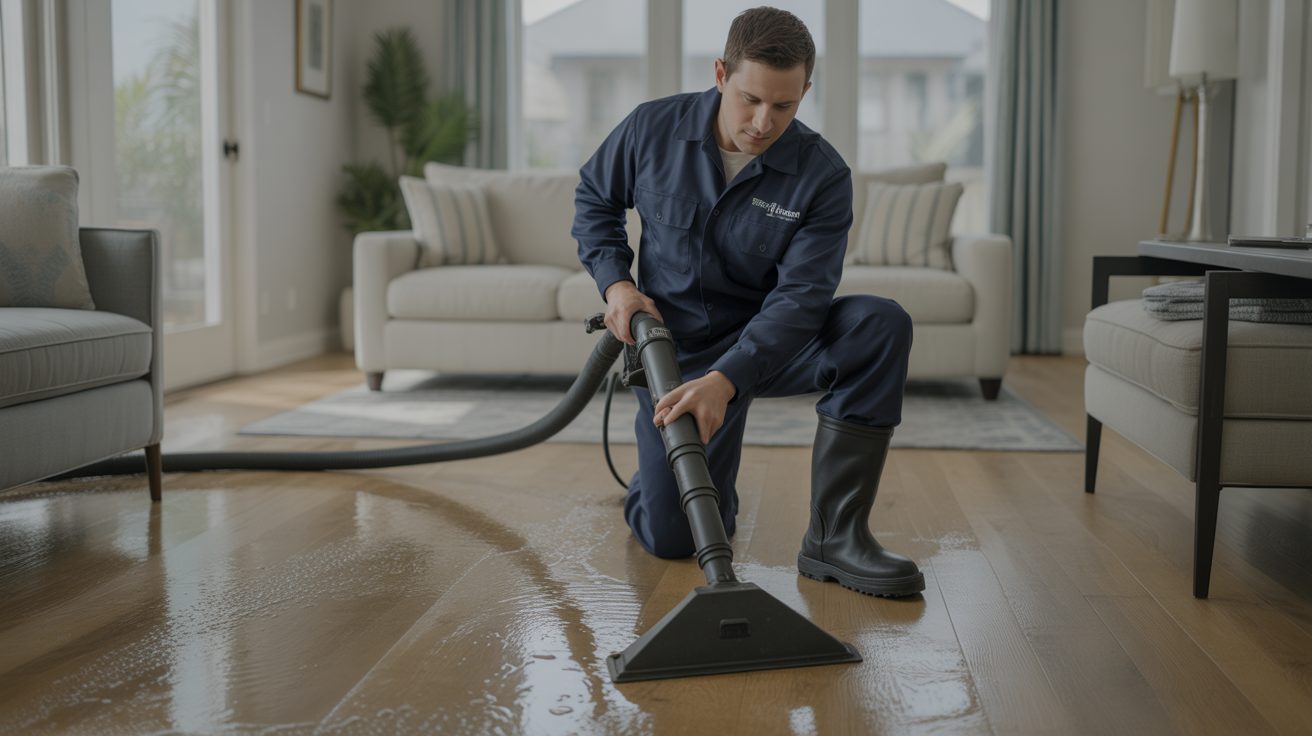Water Damage Restoration technician at work in Charlotte